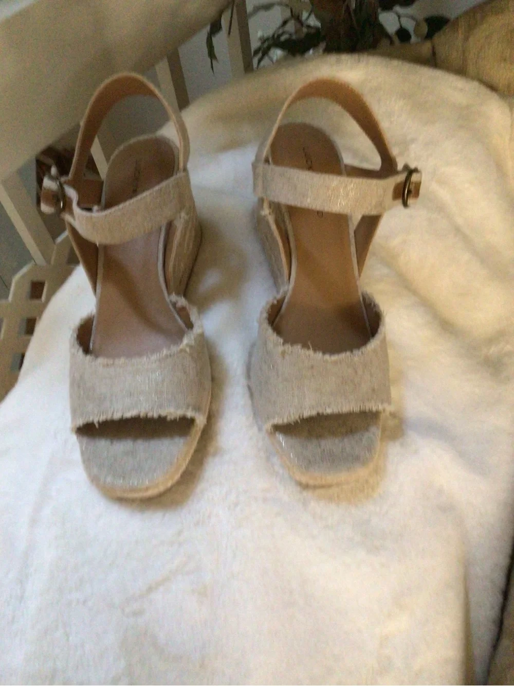 Lucky Brand Natural Beige Espadrille Wedge Sandals NWT